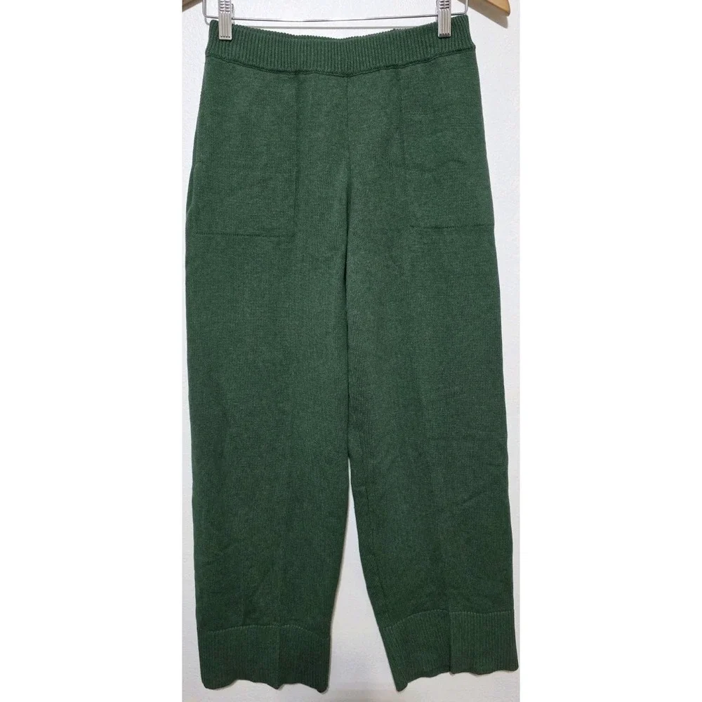 Free People Beach Solar Sweater Set‎ Women Sz S Cardigan Pant Lounge Pine Green